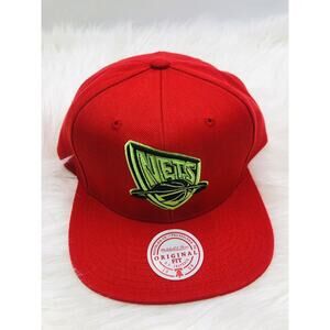 Mitchell & Ness New Jersey Nets Snapback Hat Red Lime Green Original Fit Cap